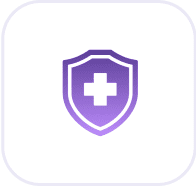 Icon mit einem lila Medizin Symbol